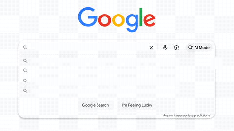 An animated Google search typing "how many people stream instead of watch traditional tv" with cord-cutting autocomplete suggestions